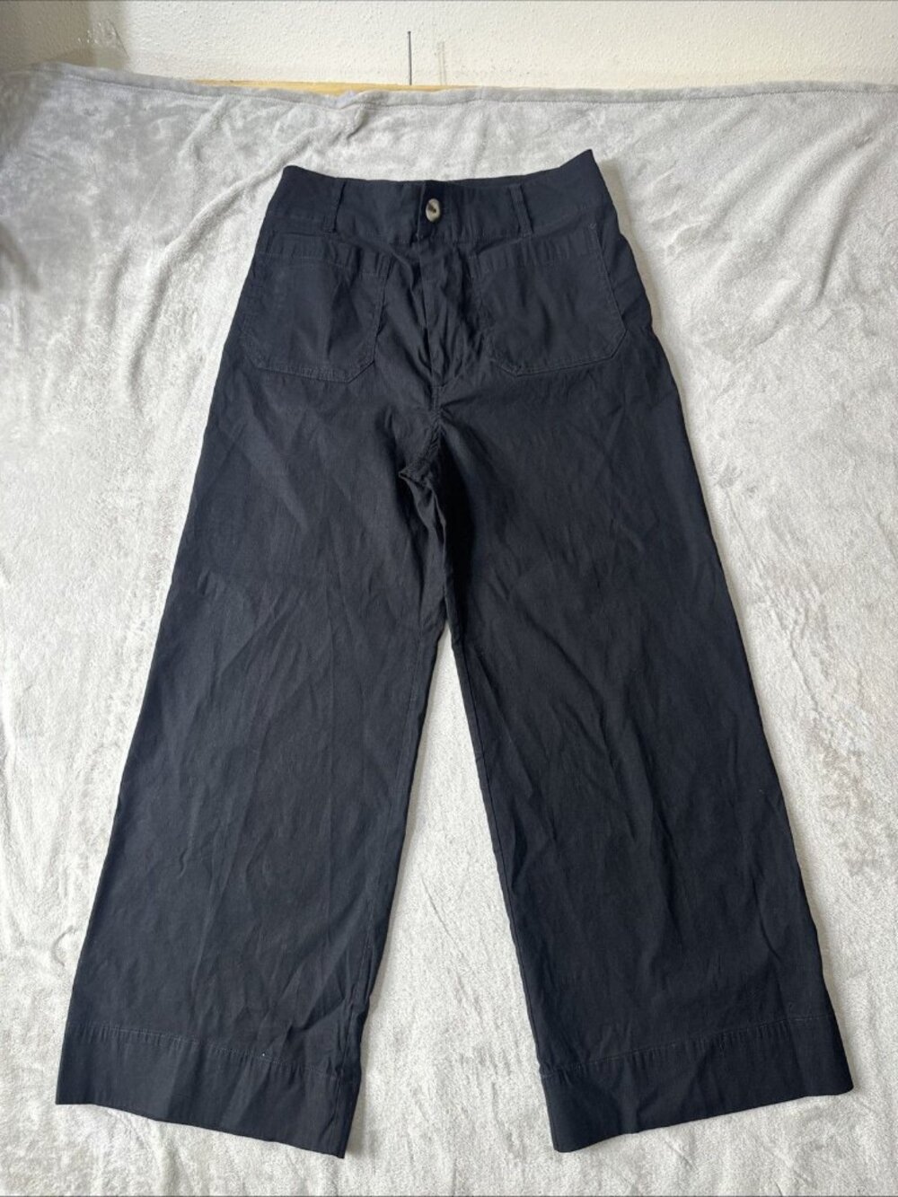 Maeve Anthropologie Colette black wide leg crop pants size 30